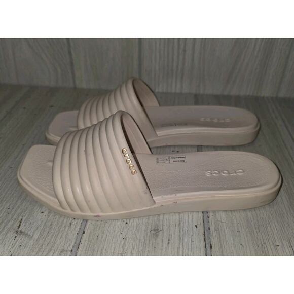 Crocs Women's Miami Slide Dew Size 6 Ribbed Cream Minimalist Summer Read - Picture 7 of 9